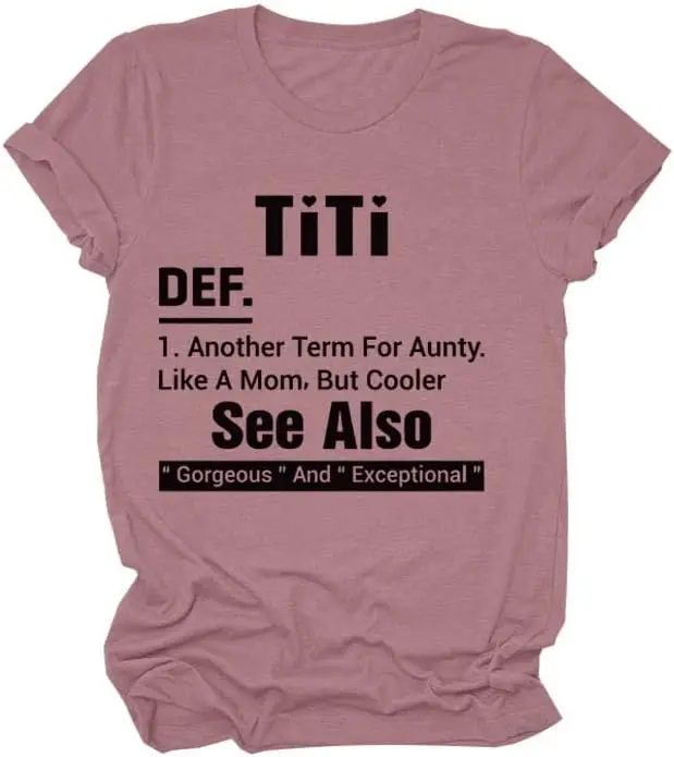 

Titi T-Shirt Auntie T Shirts Women Cute Aunt Gift Tee Shirts Funny Graphic Casual Short Sleeve Tee Crew Neck Top