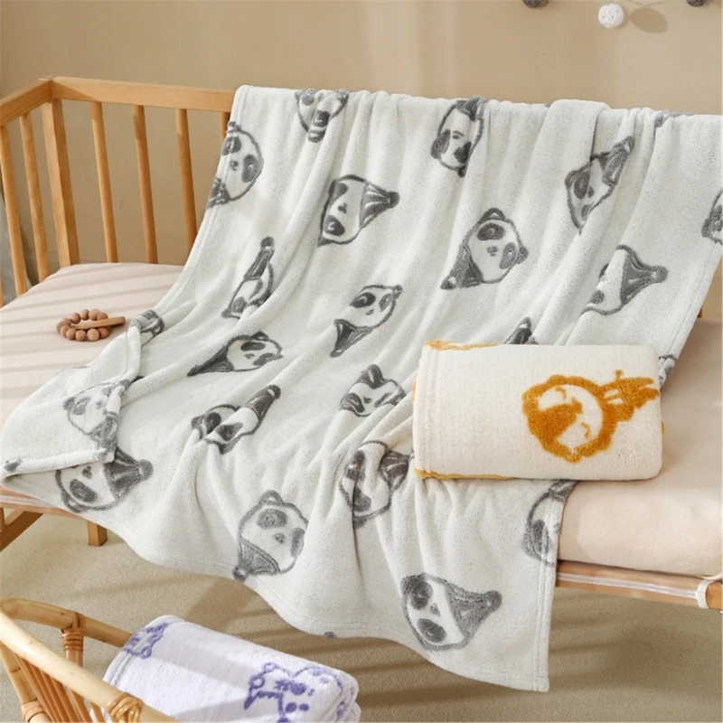 Baby Blanket Pram Blanket with Cartoon Pattern Swaddles Wrap Toddler Quilt Receiving Bath Towel for Newborns