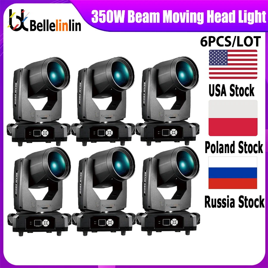

0 Tax 6PCS 350W Moving Head Beam Spot Stage Effect Lighting For Dj Disco Night Club Wedding Decoration Gobo Fixture Dj Effect