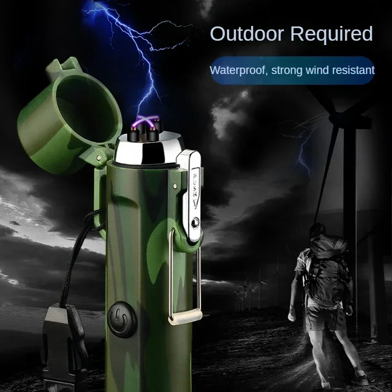Description Picture 4 of item2025 New Outdoor Men Electronic Lighter Plasma Arc Electric Lighters USB Rechargeable Windproof Cigarette Lighter Smoking Gifts