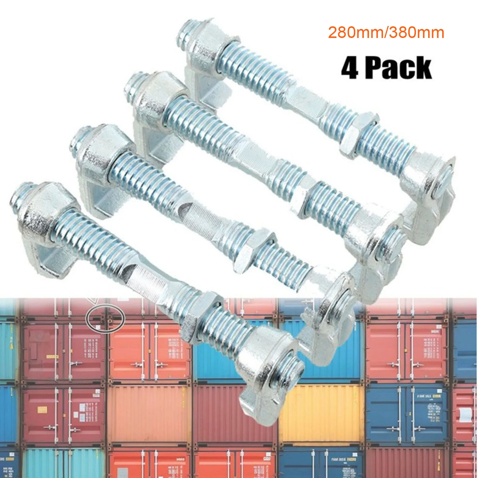 4er-Pack Schienen-Container-Brückenbefestigungsklammer 280 mm/380 mm Verzinkte Schraubklammer zum Verbinden von 20/40-Fuß-Containern