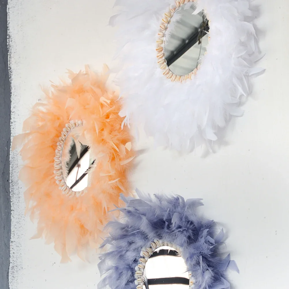 Feather Shell Decorative Mirror Nordic Decorative Living Room Bedroom Dressing Mirror Bathroom
