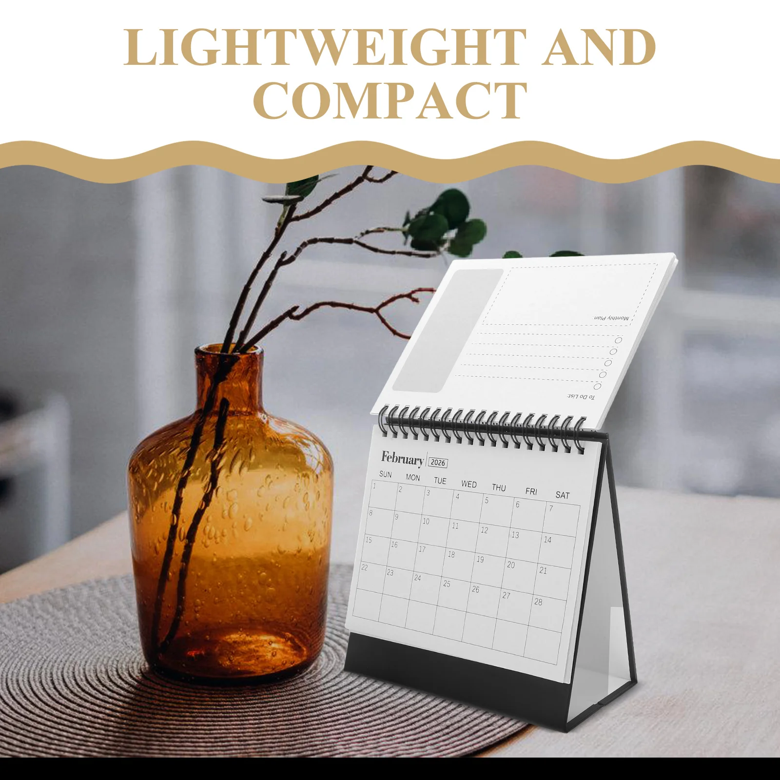 Mini Desk Calendar 2026 Standing Flip Calendar From 2026 Small Desktop Planner for Home Office Or School Thick Paper Portable