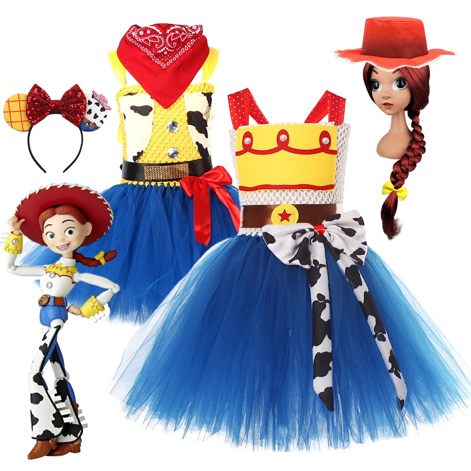 

Disney Little Girls Princess Dresses Cowgirl Jessie Costume Outfit for Halloween Fancy Party Dress Up Birthday Outfits 2-12Years