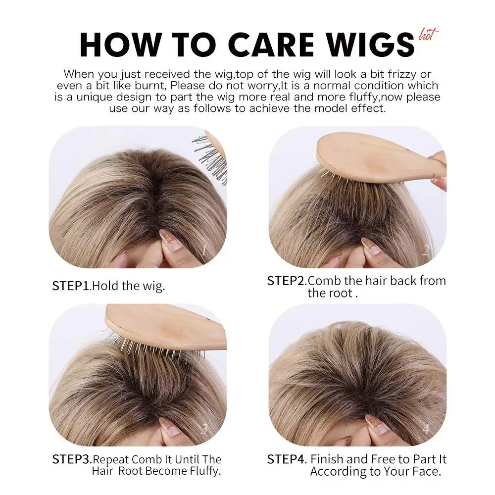 Blonde Pixie Cut human hair wigs for Women Short Straight Blonde Human Hair Layered Wigs With Bangs Fluffy Natural Machine Made