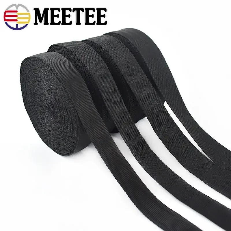 5M 1.6mm Thick Black Webbing Tapes for Bag 20-50mm Knapsack Strap Bias Binding Garment Decoration Ribbons DIY Sewing Accessories
