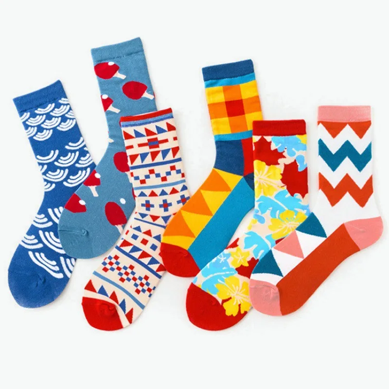 Cotton Fashion Personality Unisex Men Happy Socks Street Skateboard Fruits Food Dogs Harajuku Funny Boys Male  Causal Sox Gift images - 6