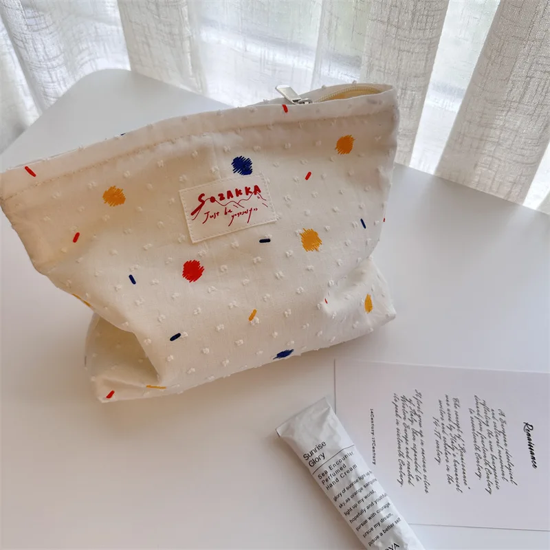

НОВАЯ Портативная сумка для макияжа Sugar Bean, белая Милая портативная дорожная сумка для хранения, Холщовая Сумка, Студенческая косметичка для девушек