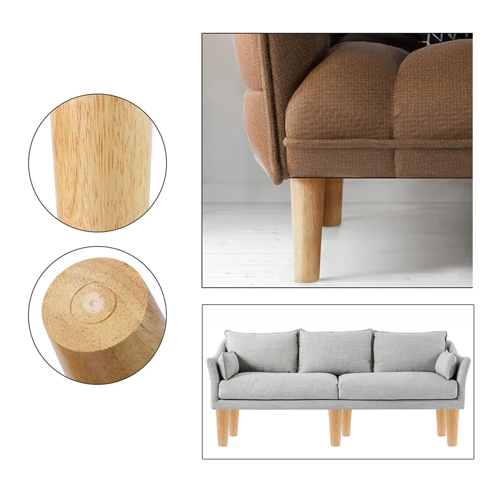 4Pcs Solid Wood Furniture Legs Height 10-15cm , Inclined Cone Sofa Bed Chair and Cabinet Table Replacement Feet Sloping Foot