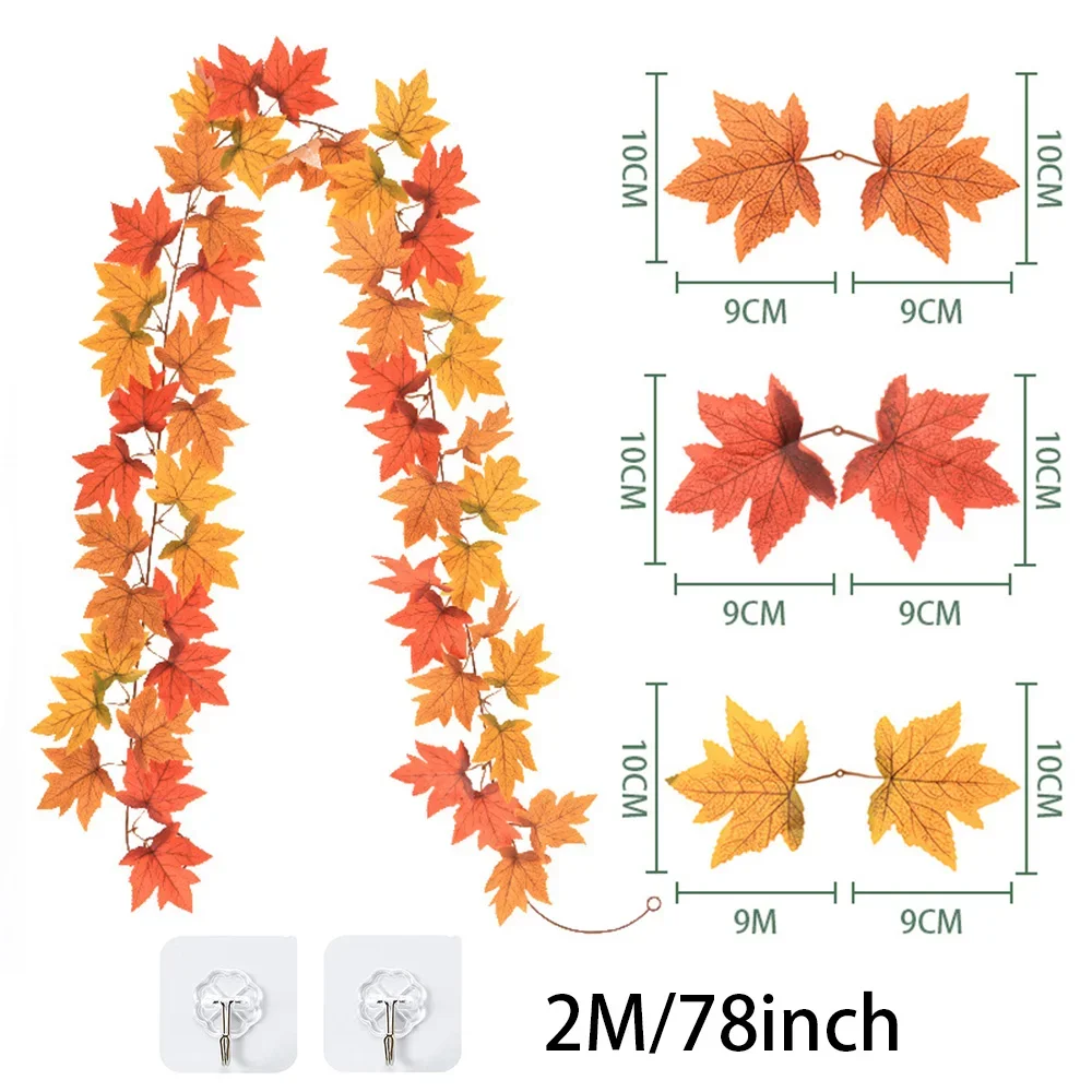 Autumn Maple Leaf Garland with Artificial Fall Foliage