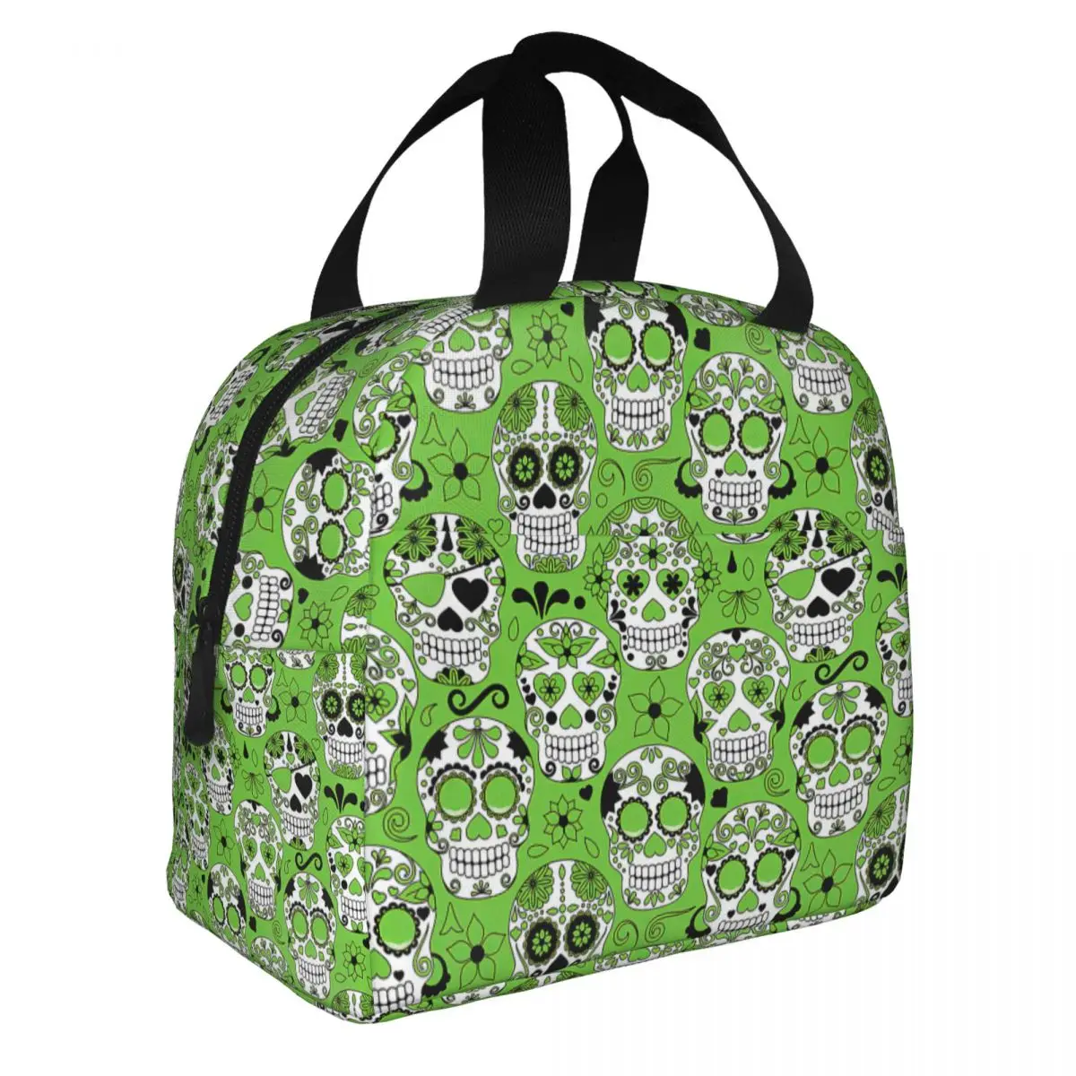 

Mexican Skull Lunch Bento Bags Portable Aluminum Foil thickened Thermal Cloth Lunch Bag for Women Men Boy