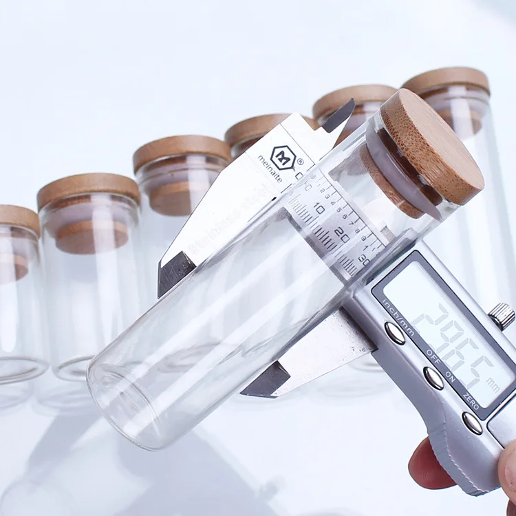 25ml Transparent Glass BottlesJars Vials Terrarium with Bamboo Lids for Art Crafts Wedding Favors 2pcs/5pcs/10pcs/12pcs/20/24pcs 4