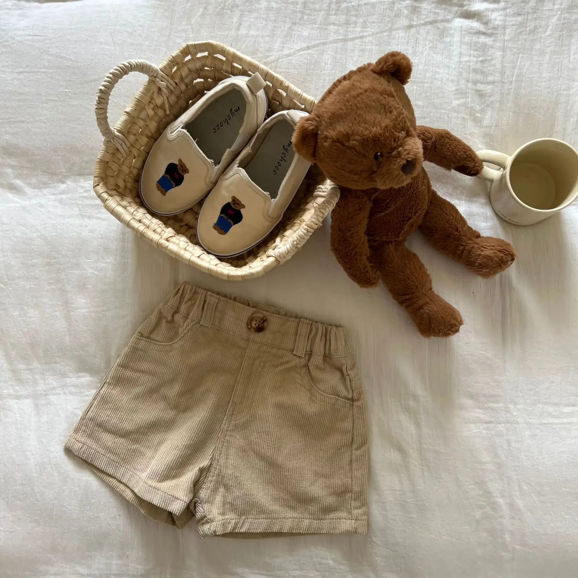 2808B Children Clothes Corduroy Pants Autumn Hot Sale Boy's Pants Simple All Match 1-7Year Girl's Short