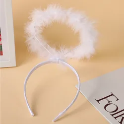 Enchanting Feathered Gothic Angel Headpiece with Glamorous Horns for Women’s Halloween Party (White)