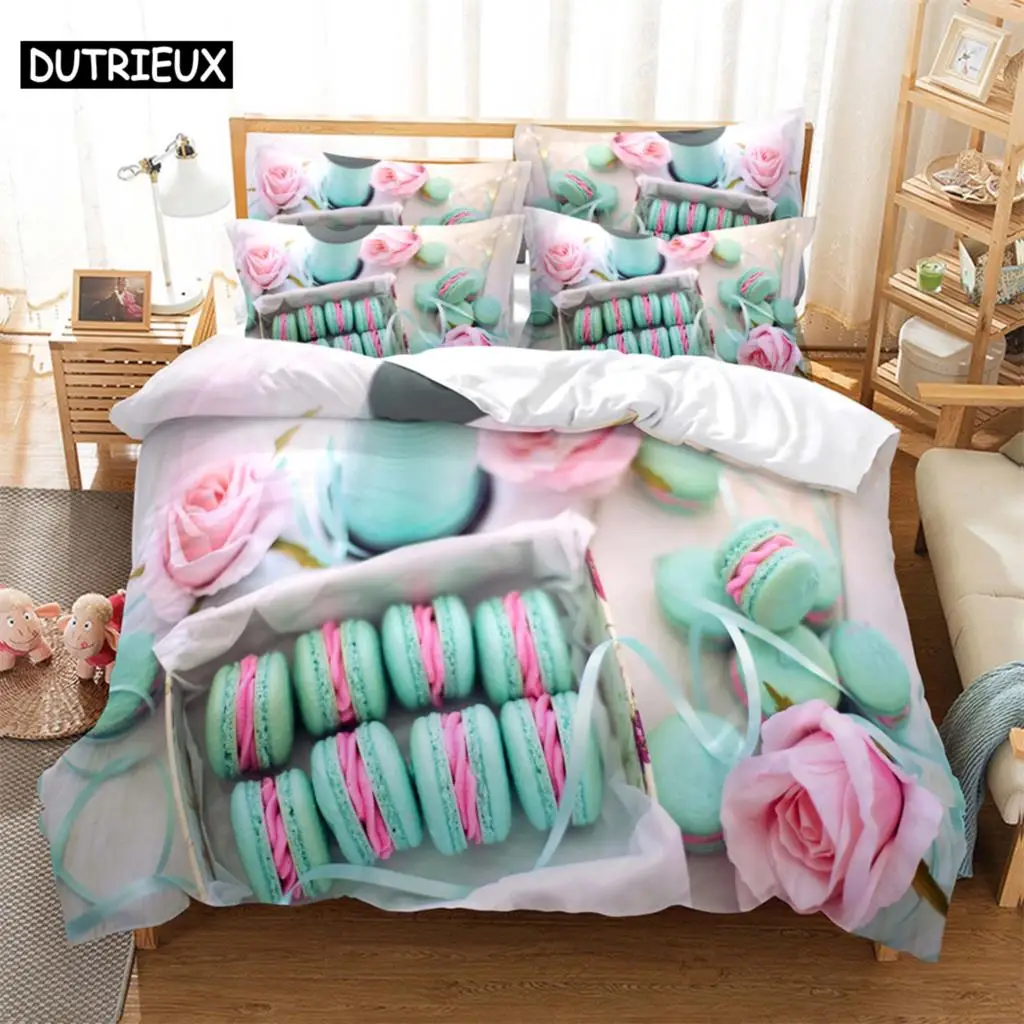 

Dessert Bedding 3-piece Digital Printing Cartoon Plain Weave Craft For North America And Europe Bedding Set Queen