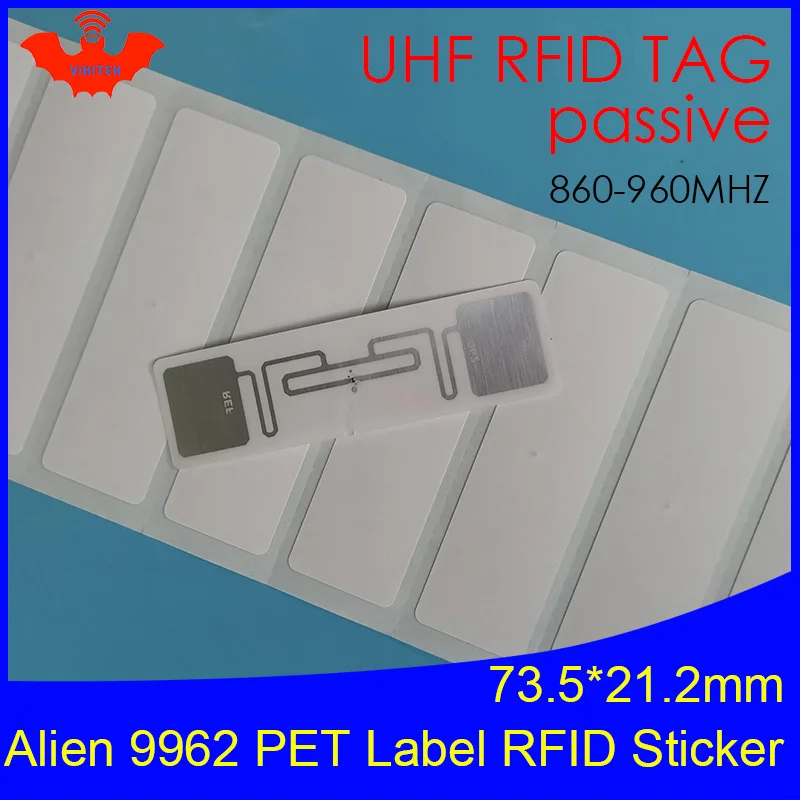 UHF RFID tag Alien 9962 printable PET label 915mhz 900mhz 868mhz 860-960MHZ Higgs9 EPCC1G2 6C smart card passive RFID tags label simulation kb usb plug and play rfid uhf reader passive iso18000 6c uhf tags