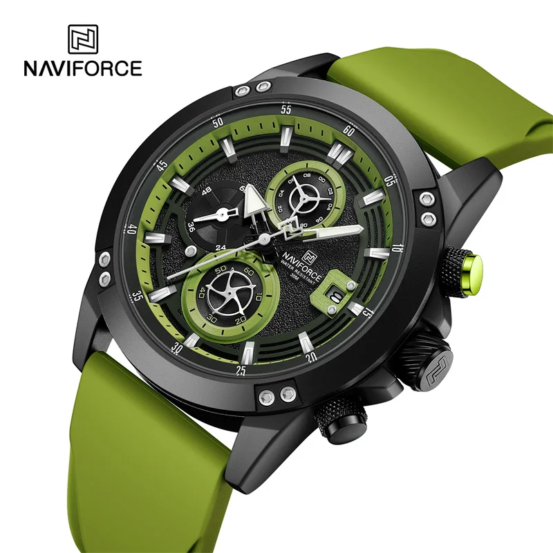 

NAVIFORCE Brand Luxury Fashion Watch For Men Silicone Strap Sports Chronograph Waterproof Multifunction Quartz Wristwatches 2023
