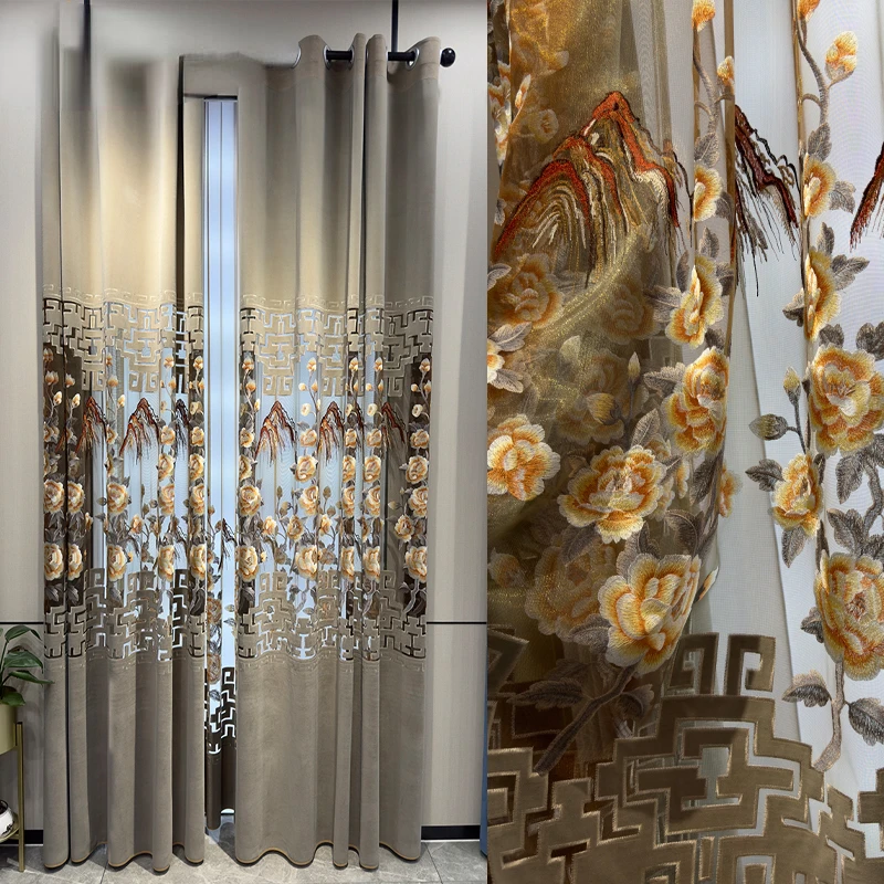 

Embroidered Velvet Hollow Curtains Decorated Living Room Bedroom Villa Floor-to-ceiling Windows Customization Free Shipping Sale