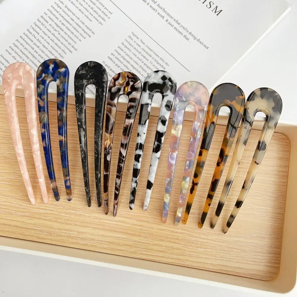 Elegant U-Shaped Hair Fork Acetate Geometric Design Hair Pins Headwear Hair Sticks for Women Girls