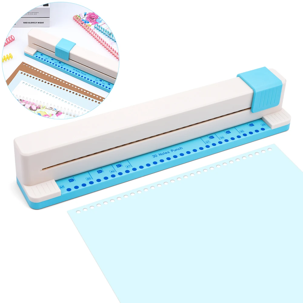 30홀 휴대용 수동 제본 펀치 (A4, B5, A5, B6, A6, B7, A7 루즈리프 노트, 사무용품)