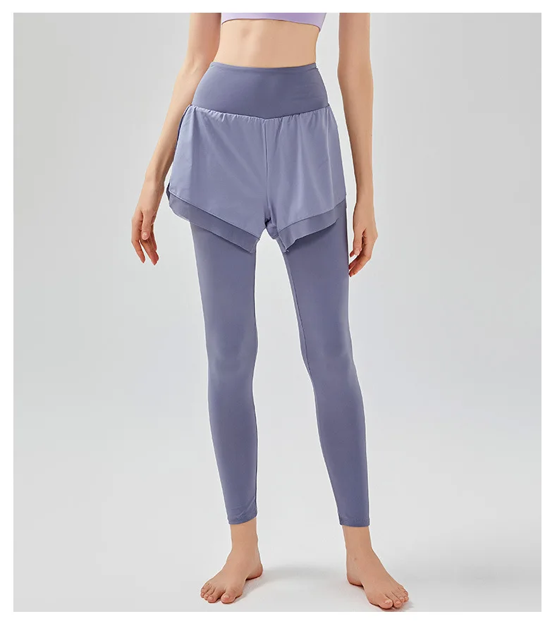 Frauen fälschen zweiteilige Leggings nahtlose Leggings mit Tasche hohe Taille elastische Hose Outdoor Fitness Butt Lift Yoga Strumpfhose – Detail 10