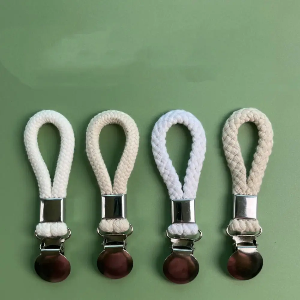 Towel Hanging Clips Creative Braided Towel Clip Multipurpose Cotton Loop Metal Hook Clamps