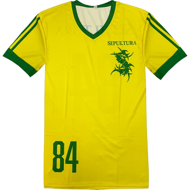 Maillot de football Sepultura à manches courtes 84, T-shirts Metal Band, hauts pour hommes et femmes, streetwear décontracté, vêtements de mode 1