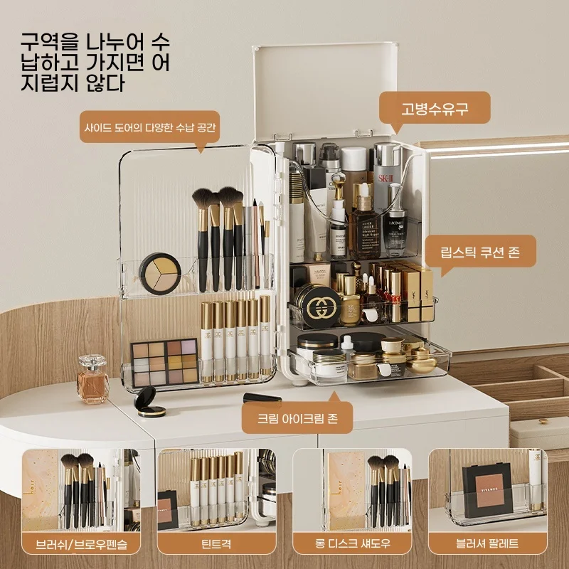 Light Luxury Large Cosmetics Storage Box Dustproof Transparent Storage Box Lipstick Skin Care Dressing Table Shelf Makeup Boxs 3