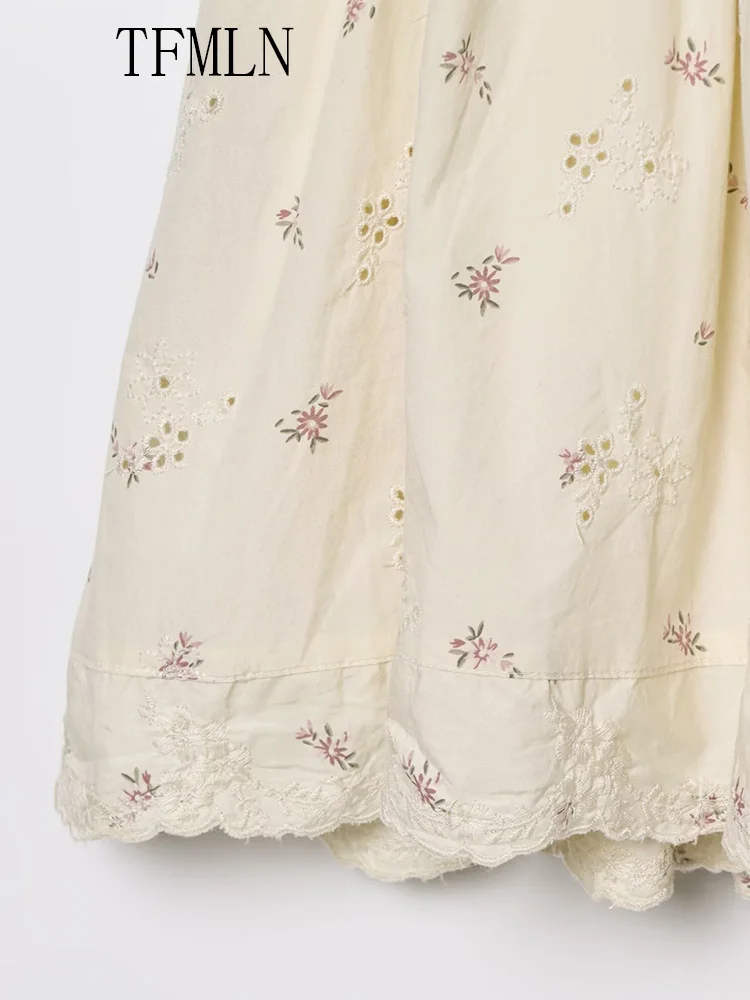 TFMLN Sweet Women Floral Printed Strap Dresses 2025 Summer Bow Sleeveless Sqaure Collar A-line Causal Dress Fashion Ladies Dress