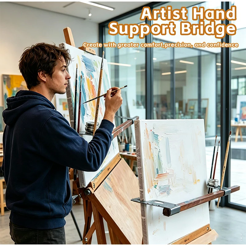 Supporto per Mano Regolabile in Metallo per Artisti con Meccanismo Autobloccante, Poggiapolsi Ergonomico per Lavori d'Arte di Dettaglio - immagine 2
