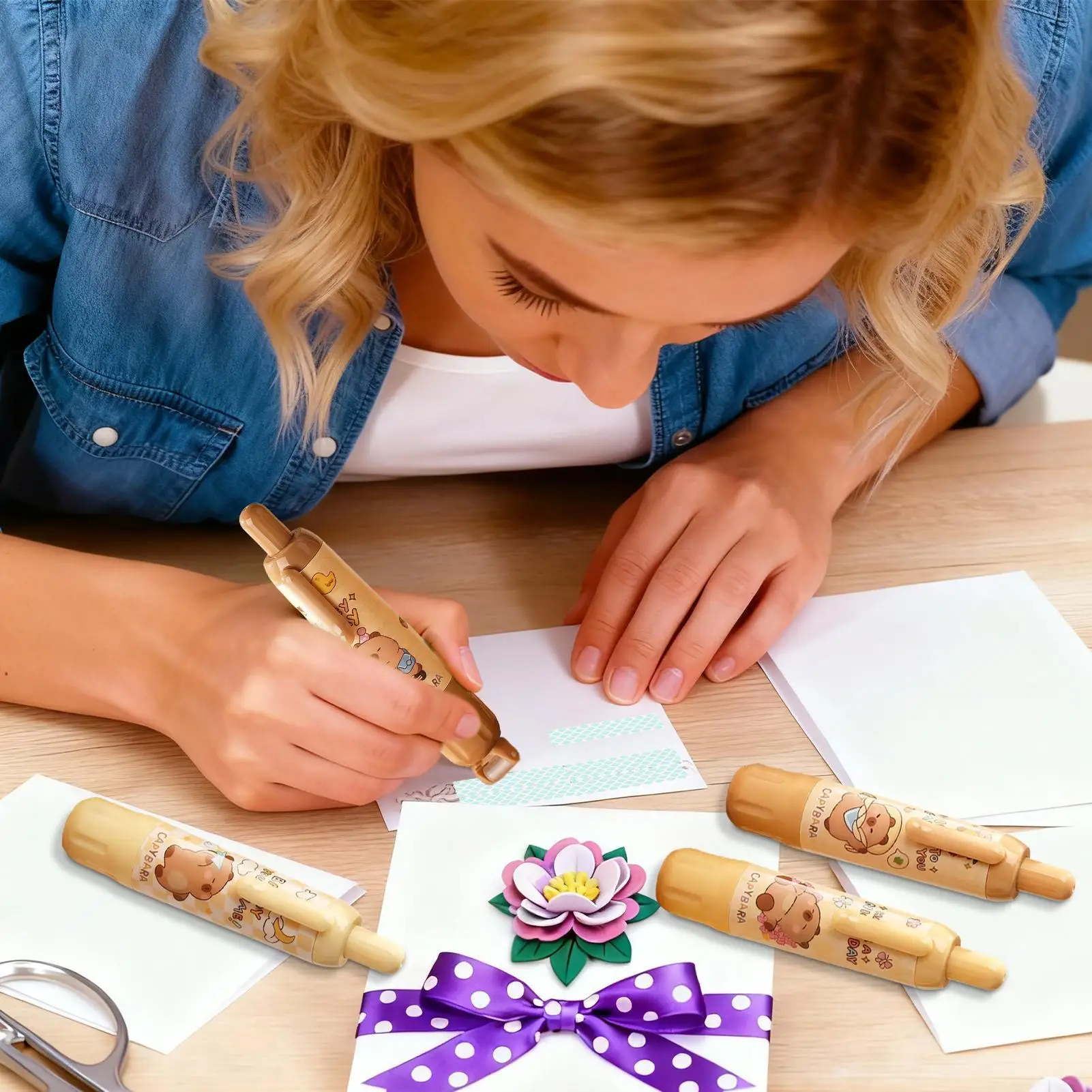 테이프 러너 펜 4개 강력 접착 포켓 사이즈 글루 테이프 롤러 미술용 수업용 카드 제작 포장지용