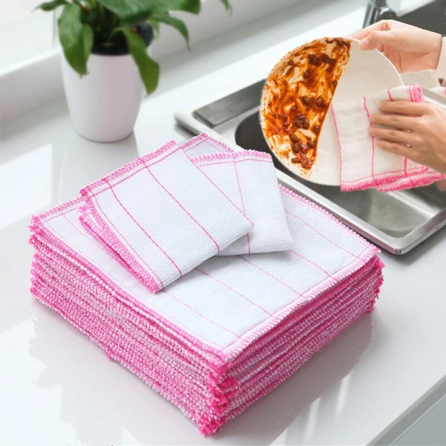 5Pcs Kitchen Towels Cotton Dishcloth Super Absorbent Non-stick Oil Reusable  Cleaning Cloth Kitchen Daily Dish Towels - AliExpress