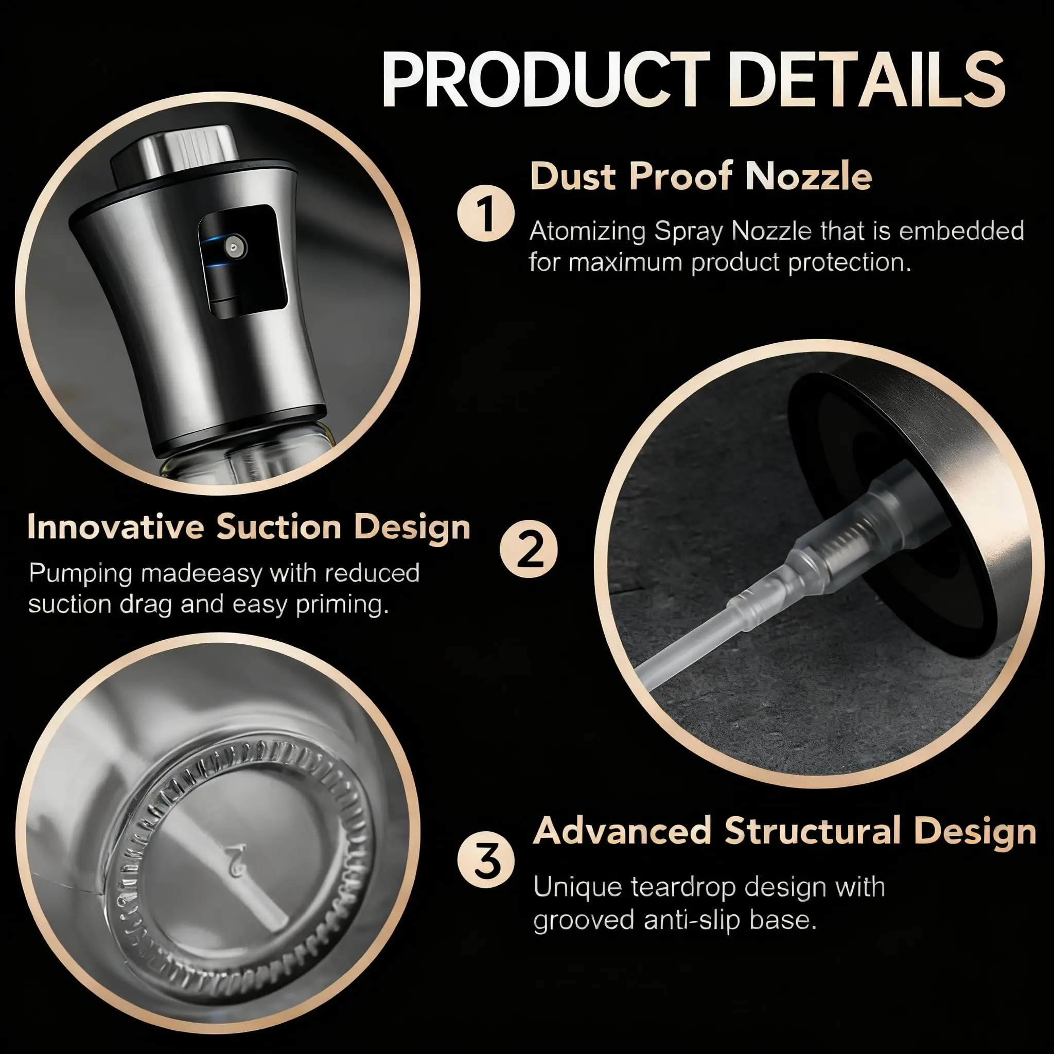 [Stainless Steel Oil Sprayer] 200ml Glass Oil Sprayer Bottle with Stainless Steel Pump,Transparent Cooking Mist Dispenser