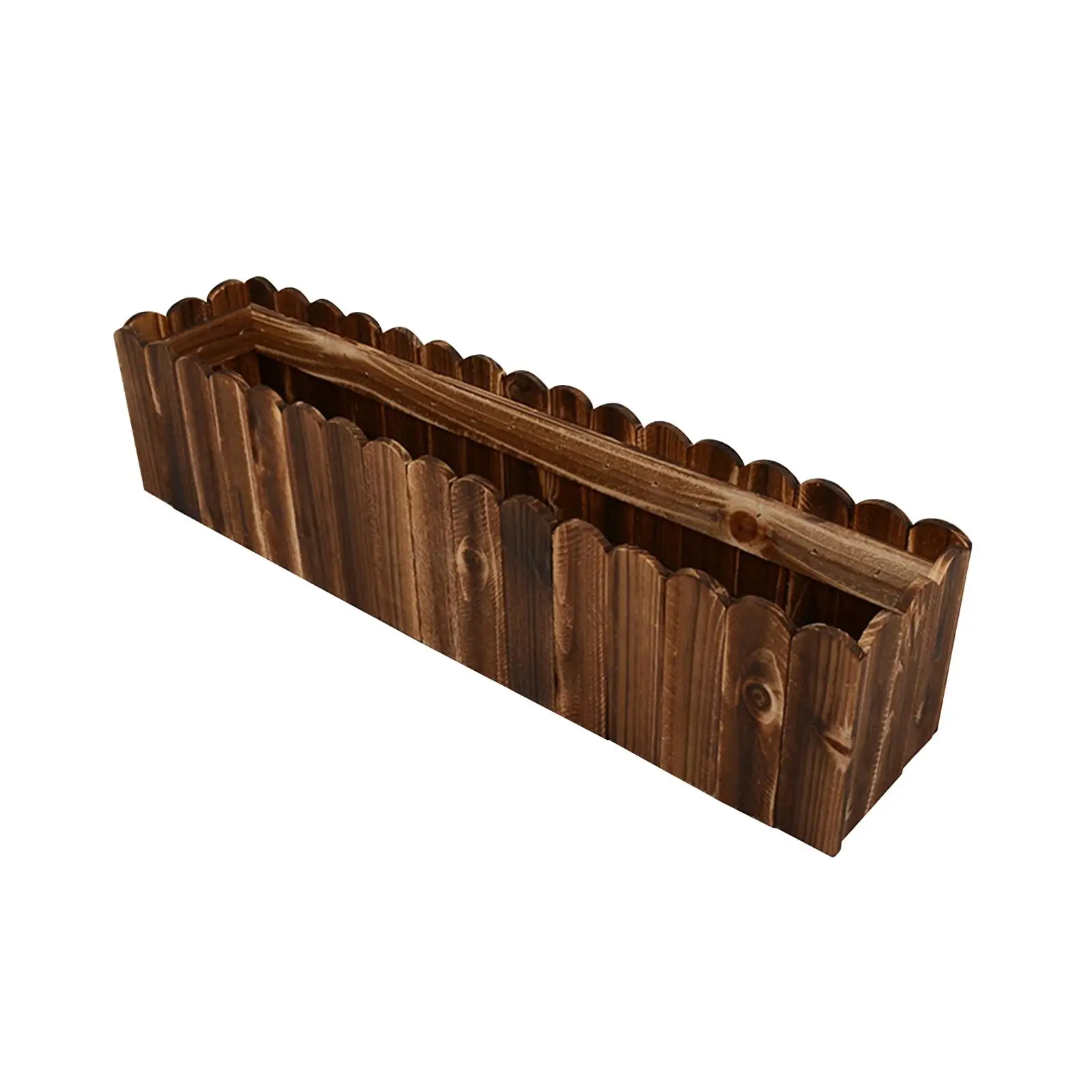 Solid Wood Flowerpot Plant Container Rectangular Home Art Decor Wooden Box Outdoor Farmhouse Flower Bucket for Garden