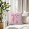 Pink bow cherry pattern printed pillowcase, soft and comfortable, sofa cushion cover, suitable for all kinds of rooms and places 5