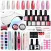 Full Manicure Tools Kit 10/18 PCS Gel Polish with Nail Lamp Set Top Base Coat Semi Permanent Gel Varnishes Complete Nail Gel Kit 1