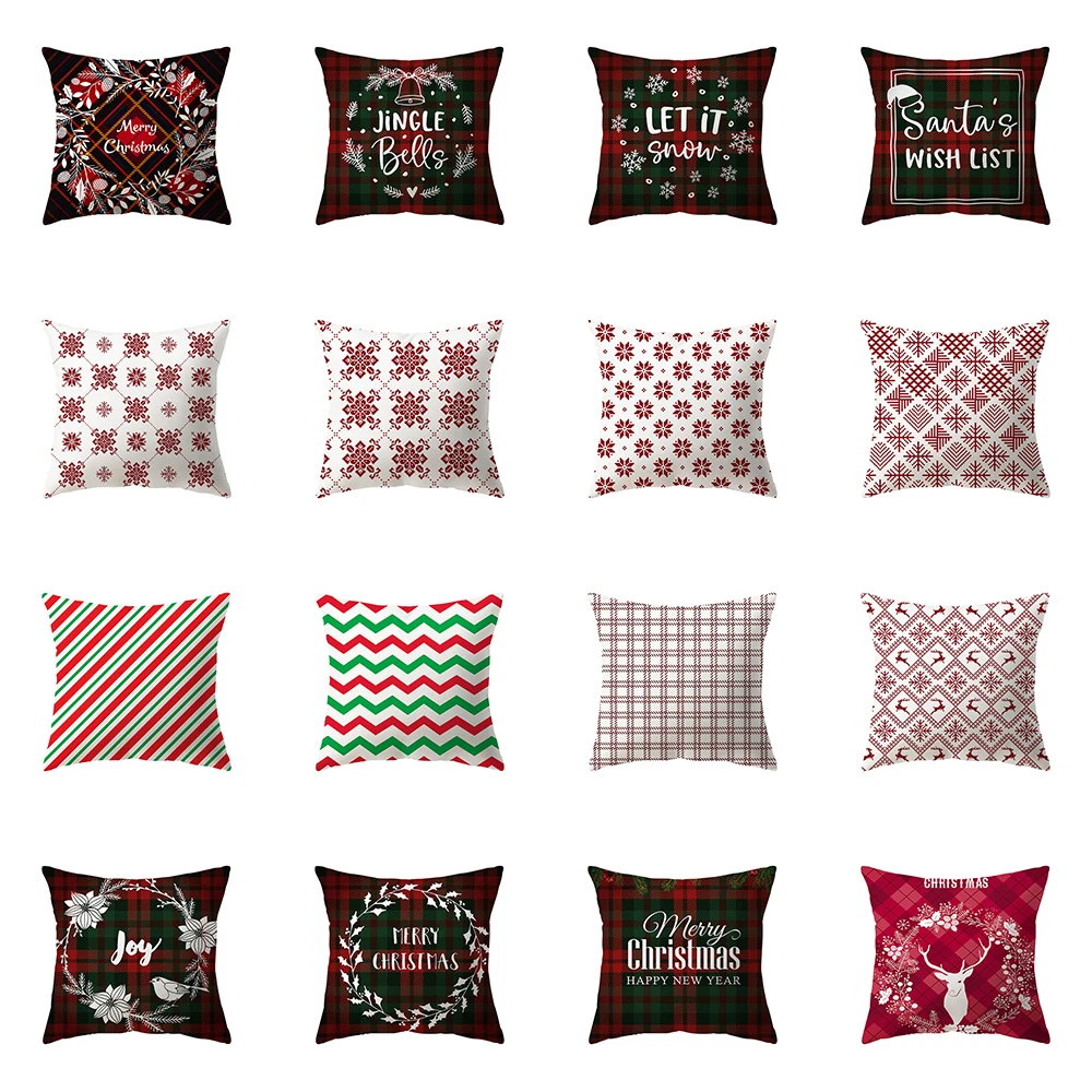 

Christmas Theme Snowflake Print Pattern Cushion Cover Home Living Room Sofa Decoration Pillow