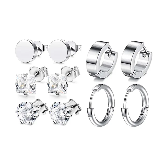 Pendientes De Tachuela Con Circonio Cúbico De 10mm - Acero Inoxidable, 2 Piezas, Cierre De Mariposa O Screw Back