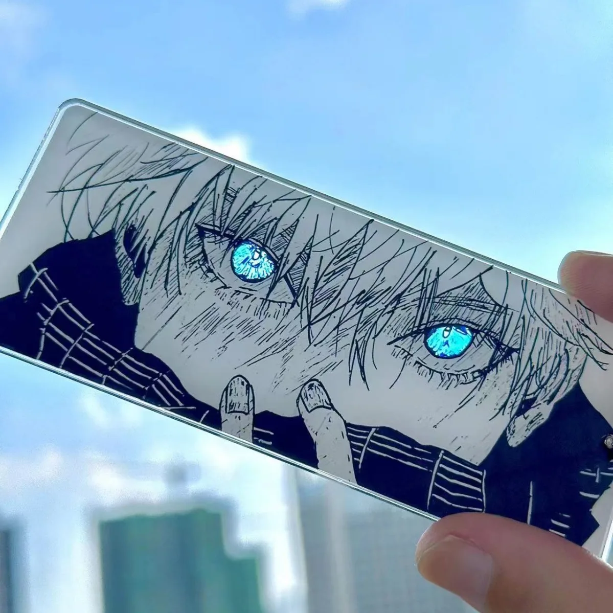 Satoru Gojo Keychain Jujustu Acrylic Key Chains Animation Peripheral Cosplay Props Cars Backpack Pendant Key Ring Jewelry Gift