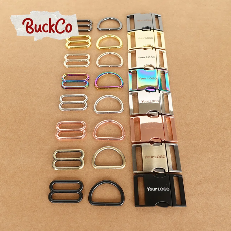 

10pcs/lot Engraved mixed size(metal buckle+adjust buckle+D ring)garment luggage cat dog collar DIY accessory 8 Colours 5 sizes