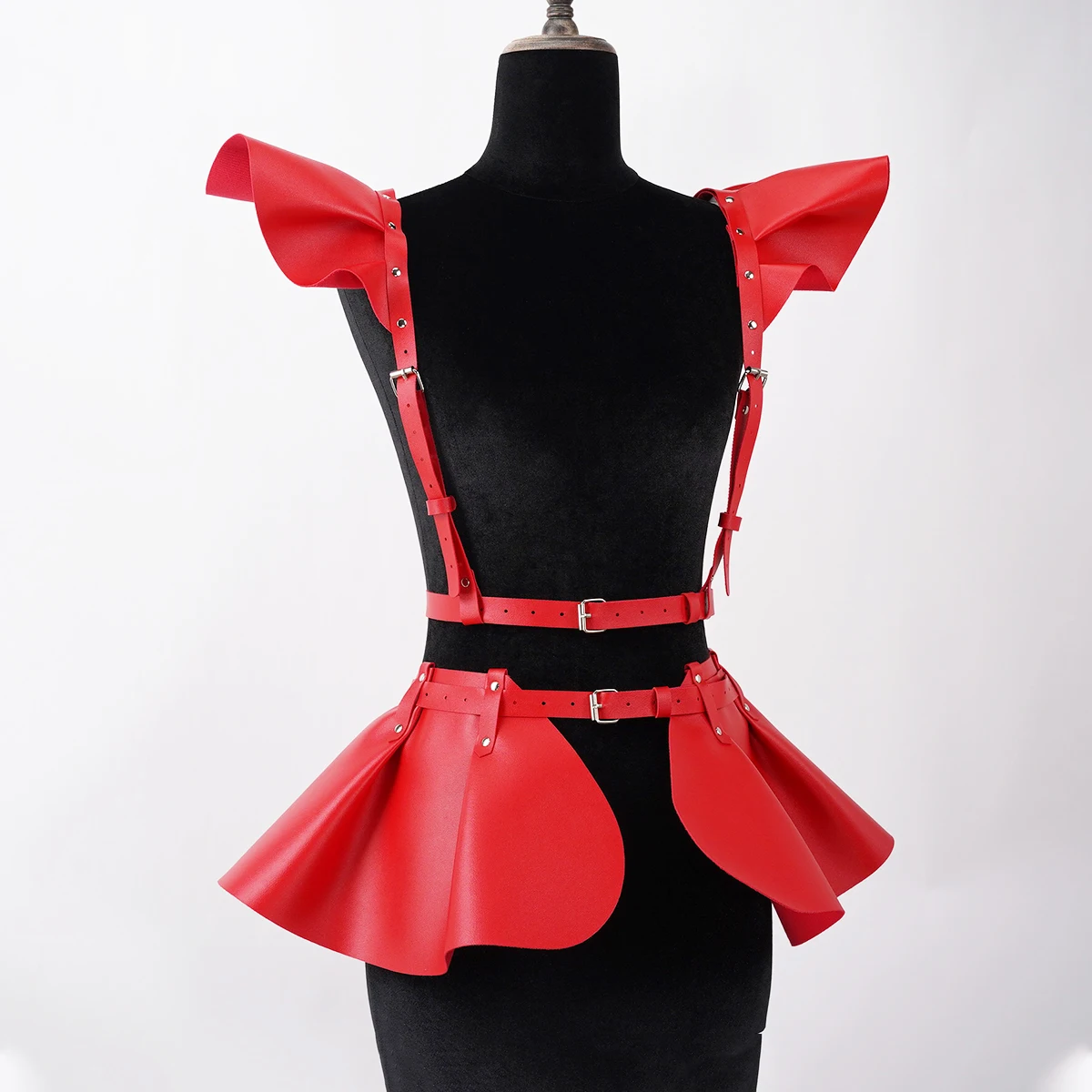Body Harness Skirt styled as an edgy layering piece for bold fashion looks