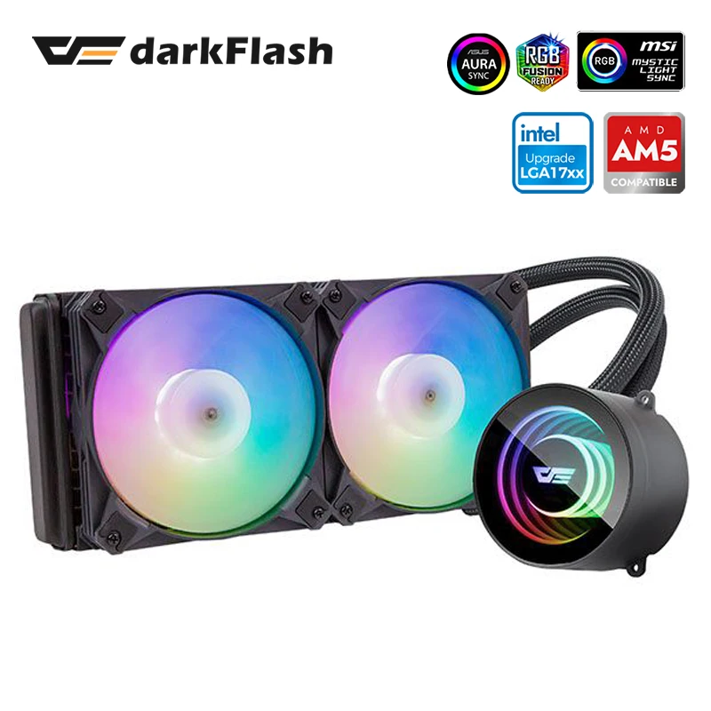 

Кулер для процессора darkFlash, кулер для процессора с водяным охлаждением 240 мм, 4 контакта, ШИМ, rgb, процессор aio, кулер для процессора intel LGA 115x1700 2011 AM3 AM4