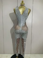 Luxury Sparkly Rhinestones Sleeveless Sheath Jumpsuit Women Celebrate Evening Birthday Party Nightclub Dance Sexy Stage Outfit - Image 3