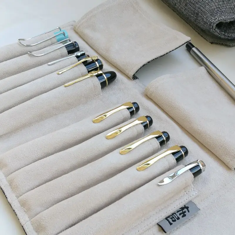 레트로 중국 스타일 펜 세트 10팩 펜 보관 가방 펜 커튼 펜 가방 펜 박스 자석 버튼 휴대용