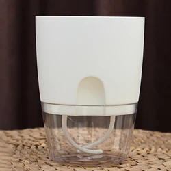 Transparent Self-Watering Double-Layer Flower Pot with Injection Port - Small703 (WHITE)