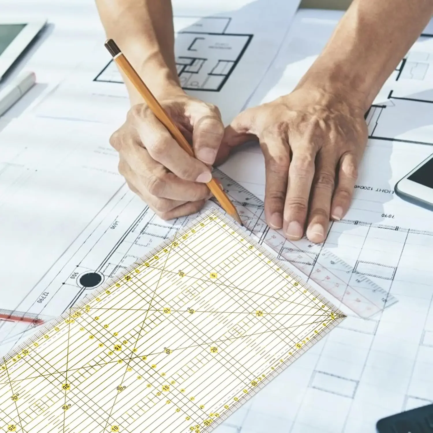 Quilters Ruler with Double Colored Grid Lines 2