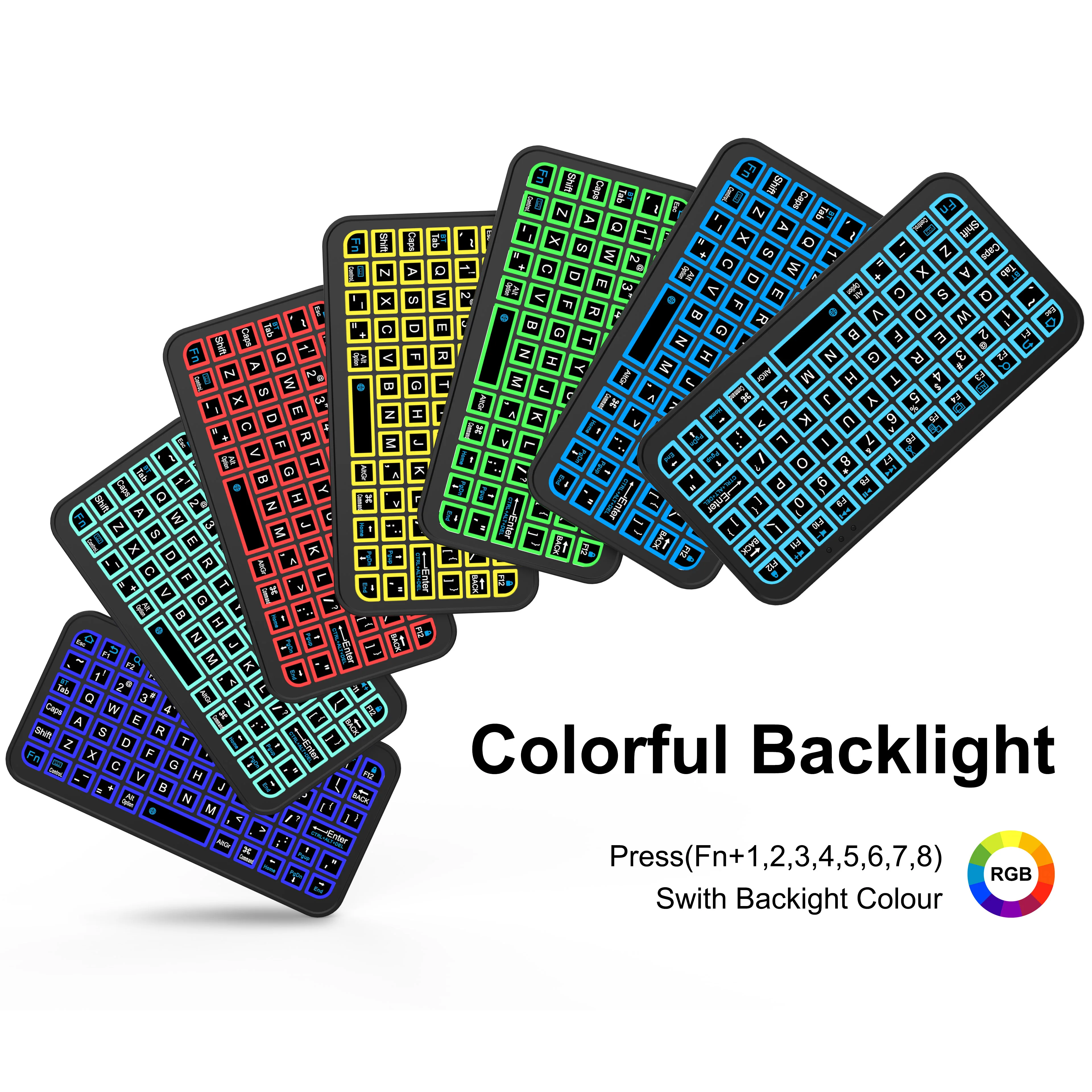 PC 태블릿 노트북용 미니 백라이트 RGB 블루투스 키보드, 충전식 무선 블루투스 키보드, 아이패드 IOS 안드로이드 맥북용