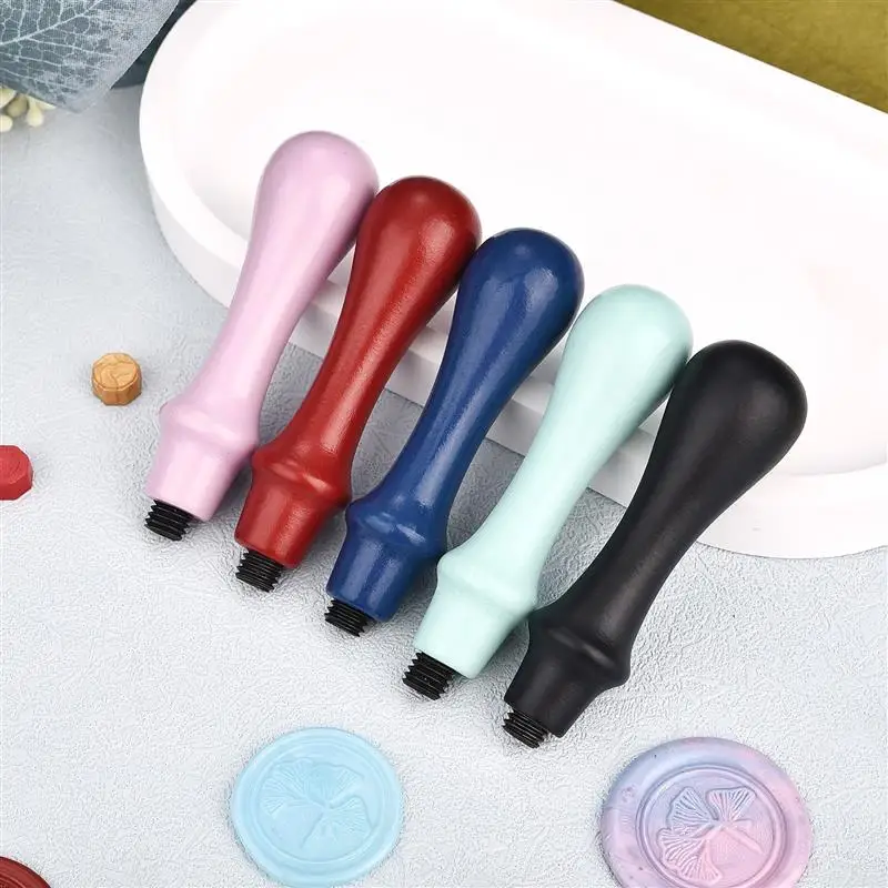 Wax Seal Stamp Set Lacquer Furnace Wax Seal Melting Spoon Rubber Wood Melting Heater Bead Pot Stick Heater Craft Supplies