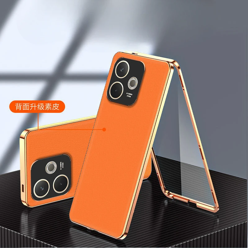 Fashion Luxury Glass Leather Skin-Friendly Anti-Fall Phone Case