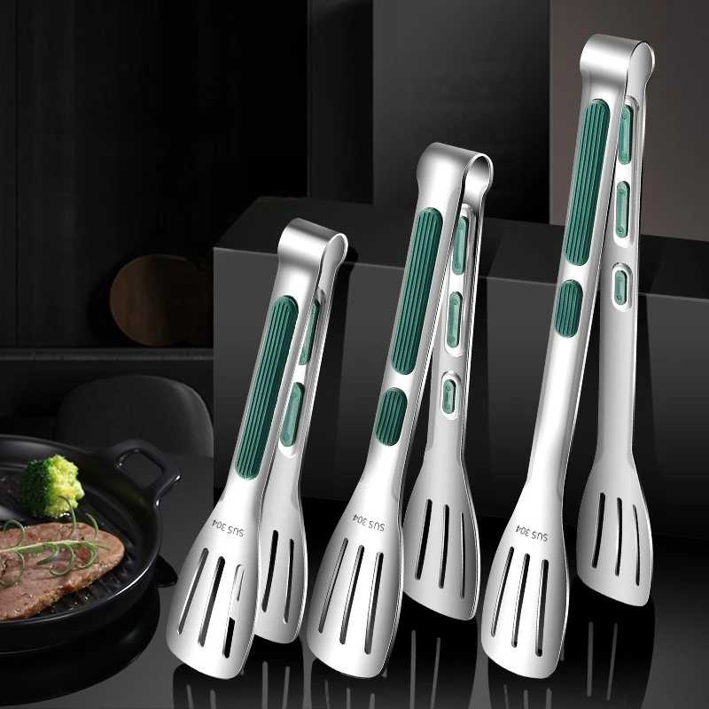Food Clip Tongs Non-slip Stainless Steel Barbecue Bread Clip Silicone High Temperature Grill Tong Dining Bar Kitchen Accessories stainless steel food tongs